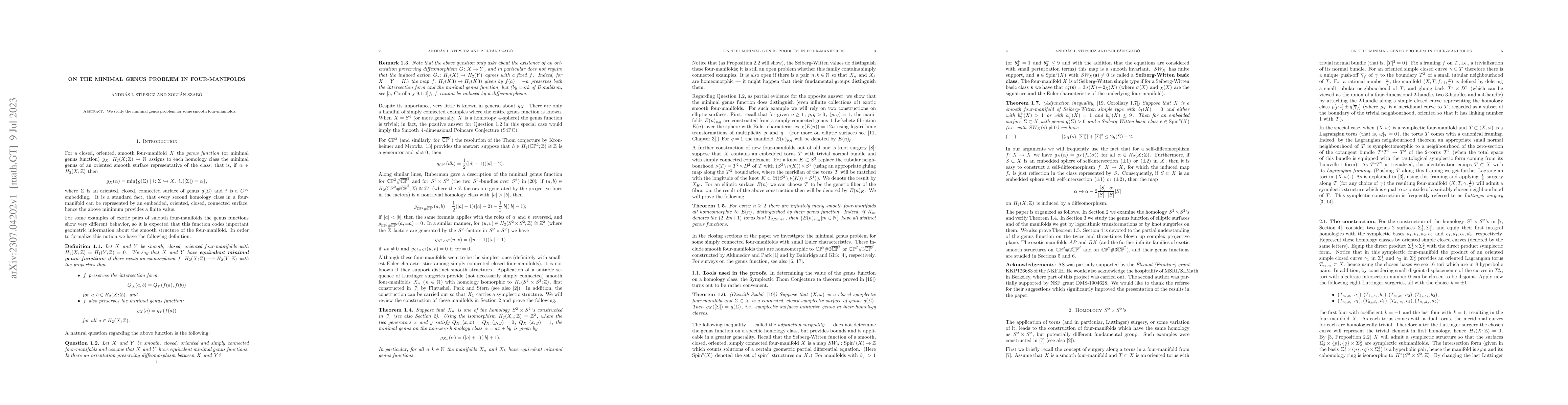 Thumbnail for On the minimal genus problem in four-manifolds