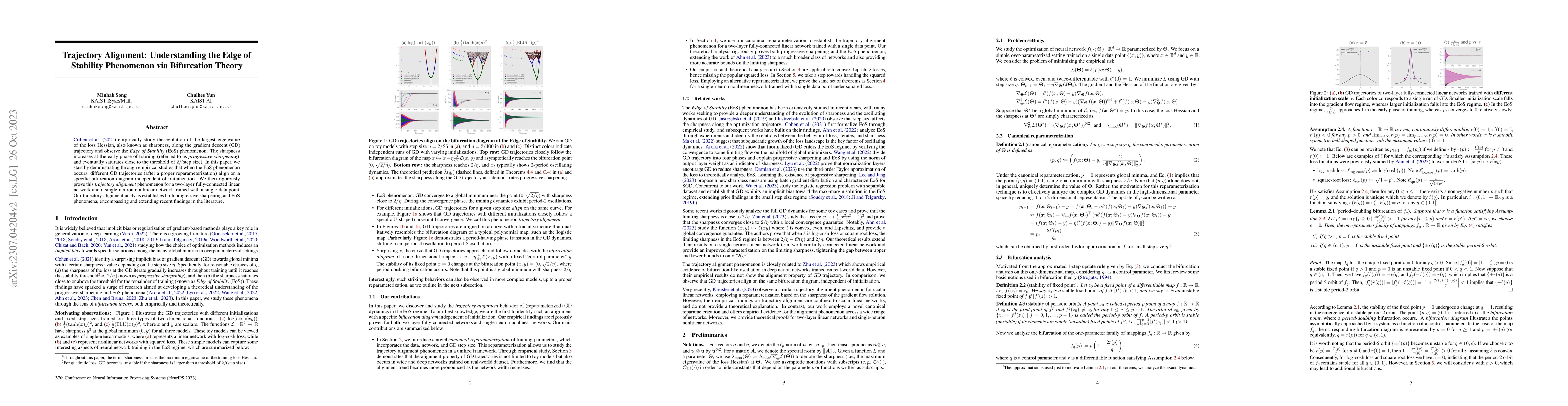 Thumbnail for Trajectory Alignment: Understanding the Edge of Stability Phenomenon via
  Bifurcation Theory