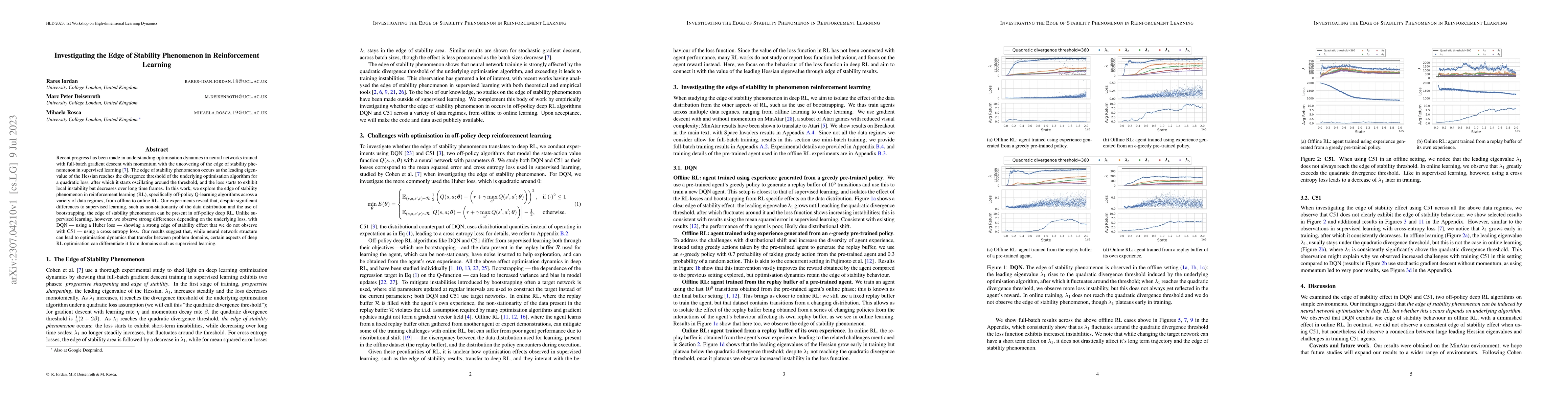 Thumbnail for Investigating the Edge of Stability Phenomenon in Reinforcement Learning