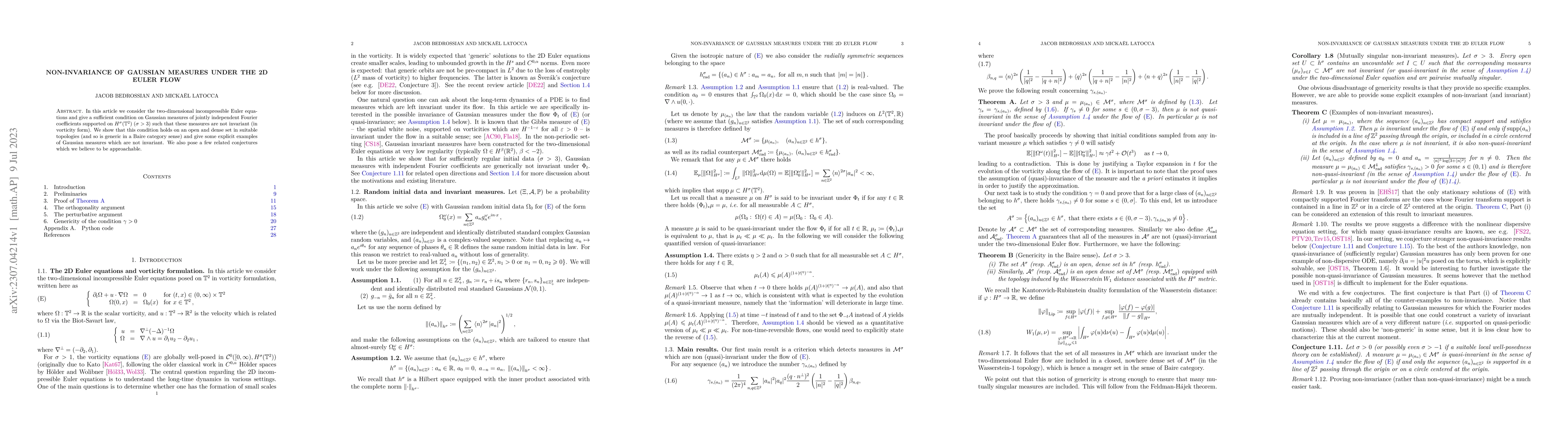 Thumbnail for Non-invariance of Gaussian Measures under the 2D Euler Flow