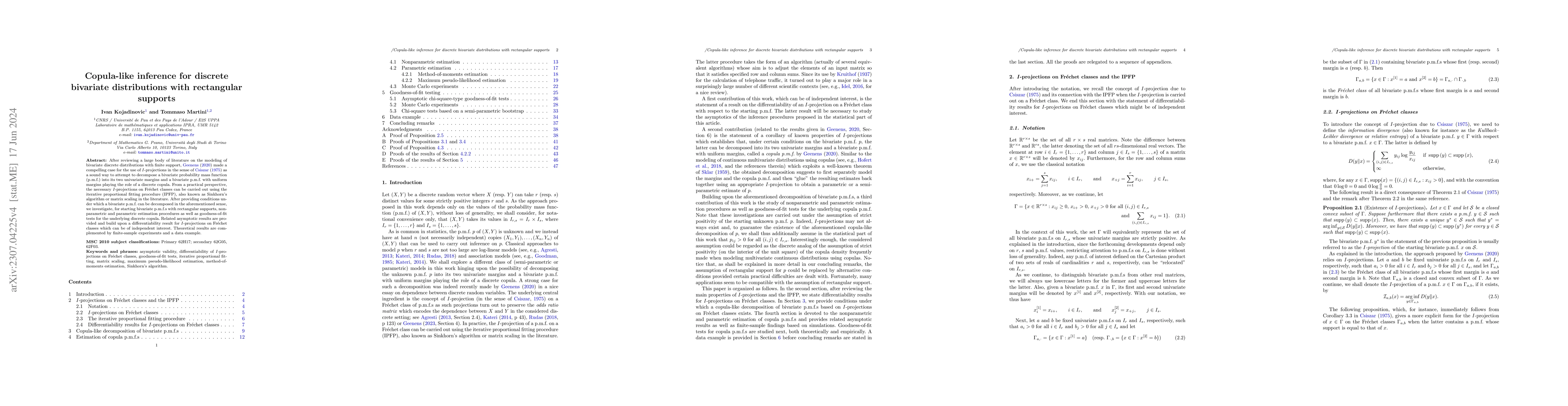 Thumbnail for Copula-like inference for discrete bivariate distributions with
  rectangular supports