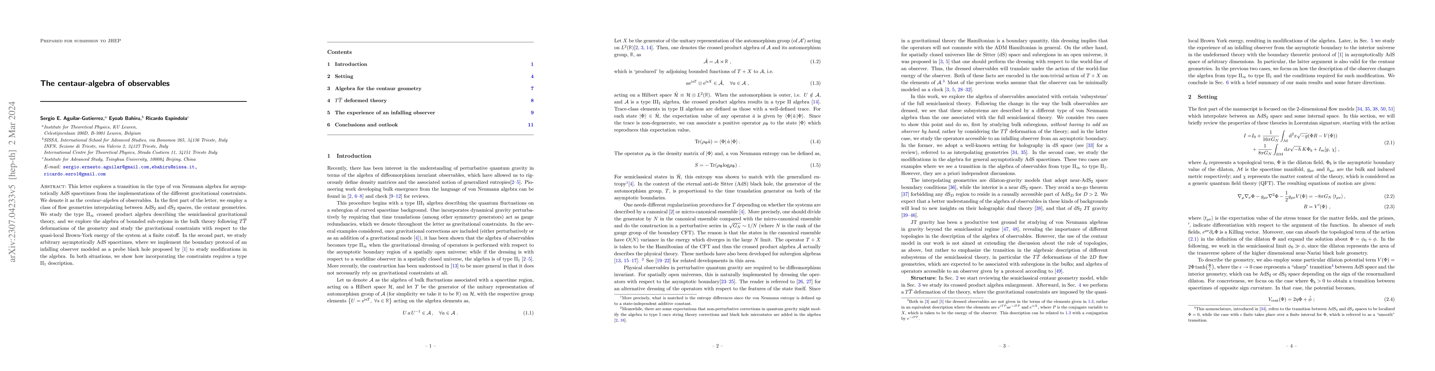 Thumbnail for The centaur-algebra of observables