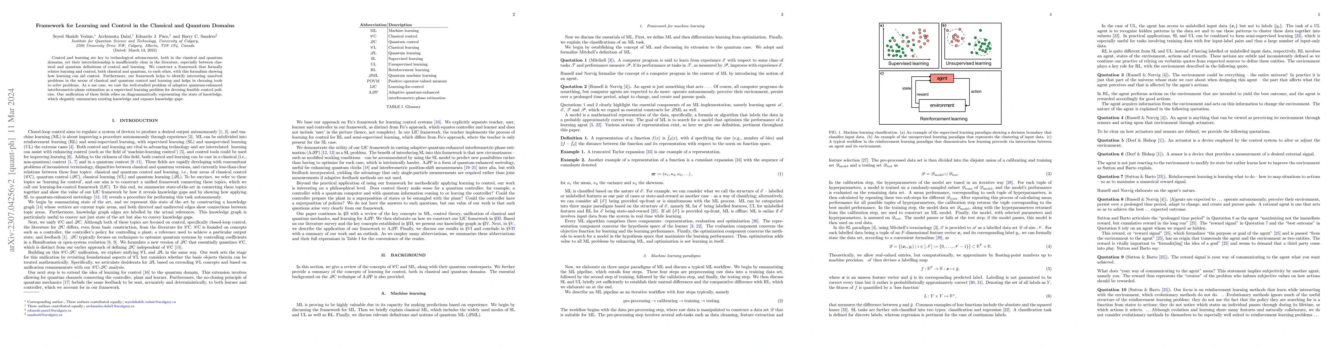 Thumbnail for Framework for Learning and Control in the Classical and Quantum Domains