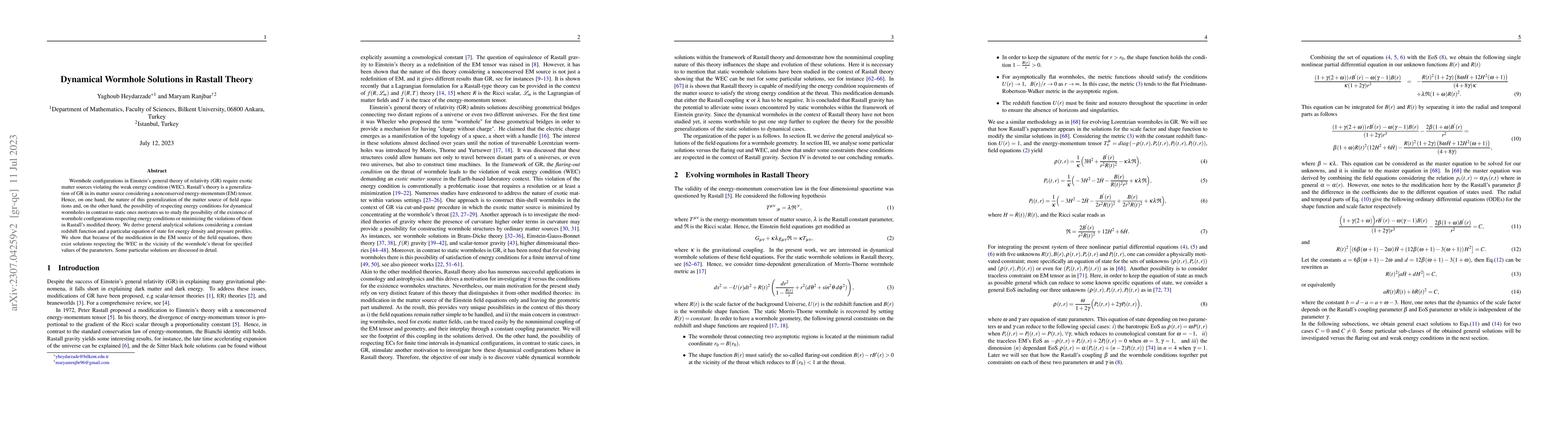 Thumbnail for Dynamical Wormhole Solutions in Rastall Theory