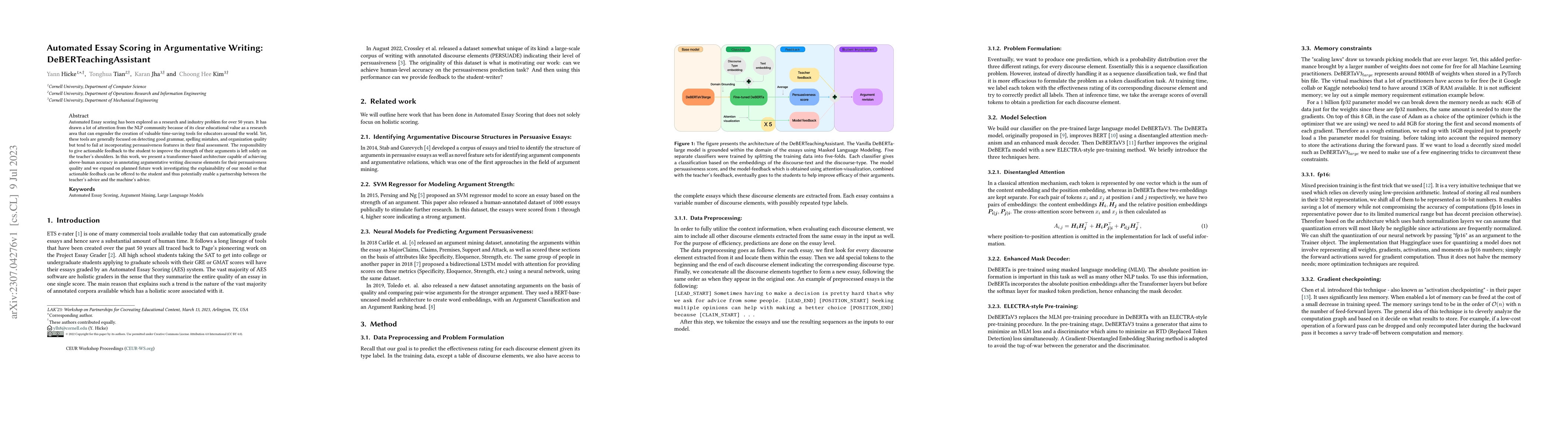 Thumbnail for Automated Essay Scoring in Argumentative Writing: DeBERTeachingAssistant