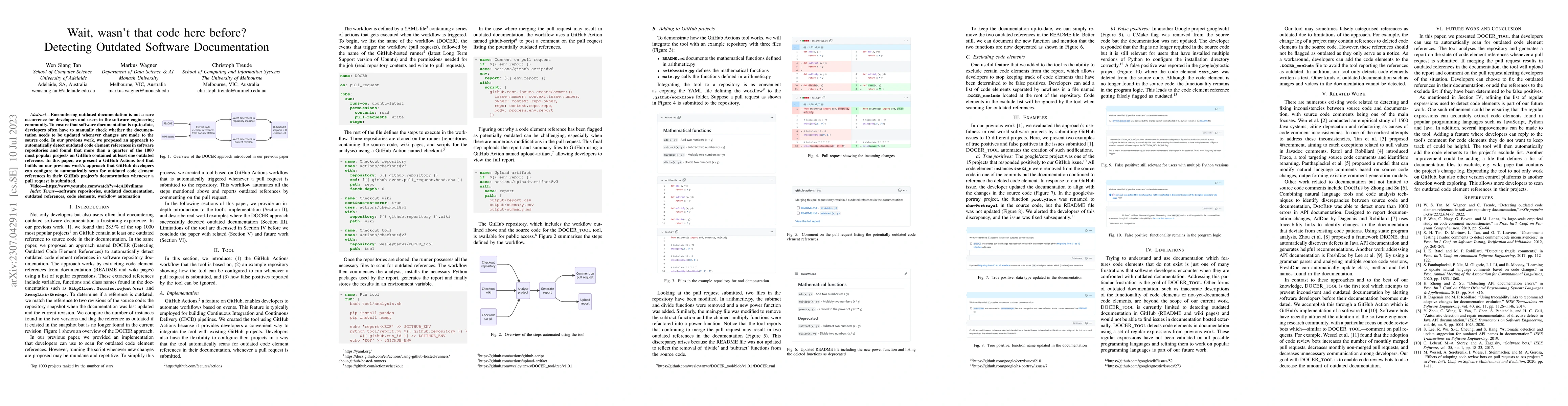 Thumbnail for Wait, wasn't that code here before? Detecting Outdated Software
  Documentation