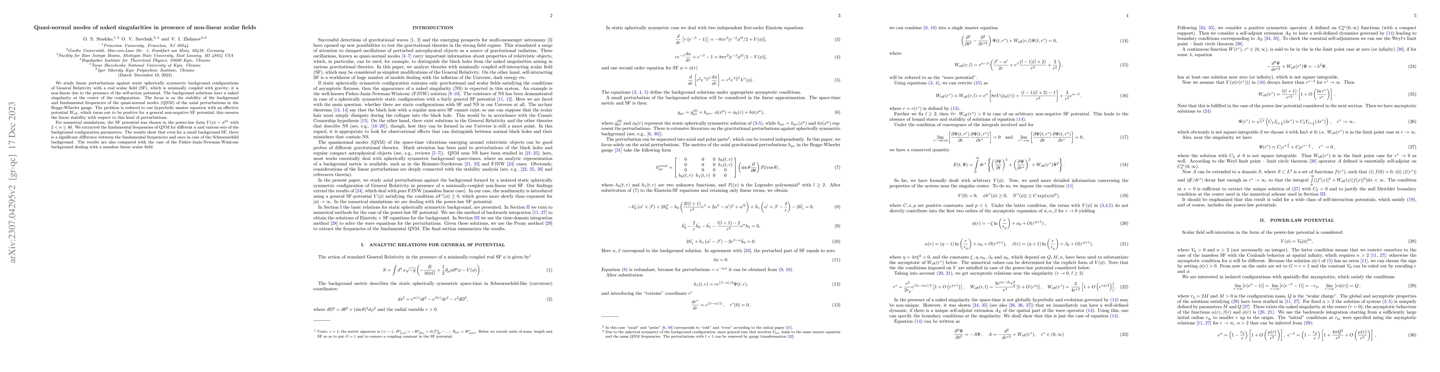 Thumbnail for Quasi-normal modes of naked singularities in presence of non-linear
  scalar fields