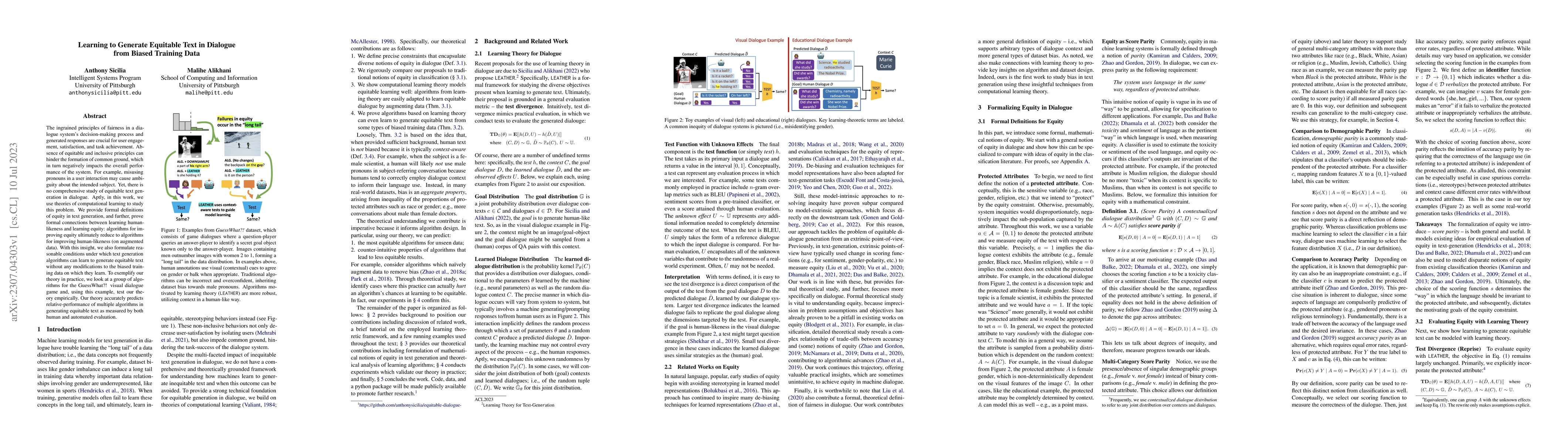 Thumbnail for Learning to Generate Equitable Text in Dialogue from Biased Training
  Data
