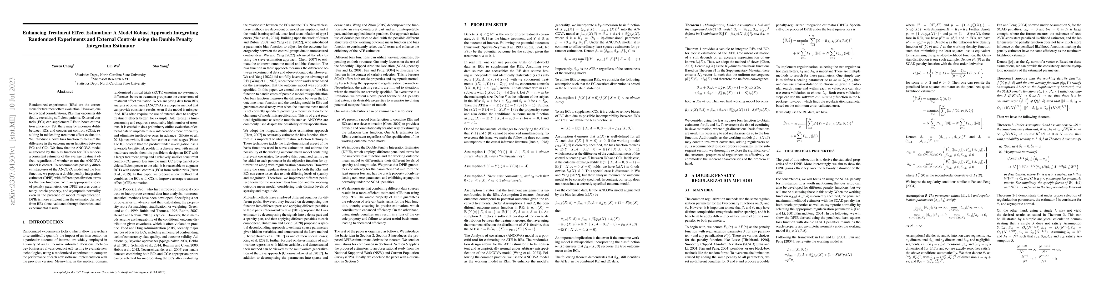 Thumbnail for Enhancing Treatment Effect Estimation: A Model Robust Approach
  Integrating Randomized Experiments and External Controls using the Double
  Penalty Integration Estimator