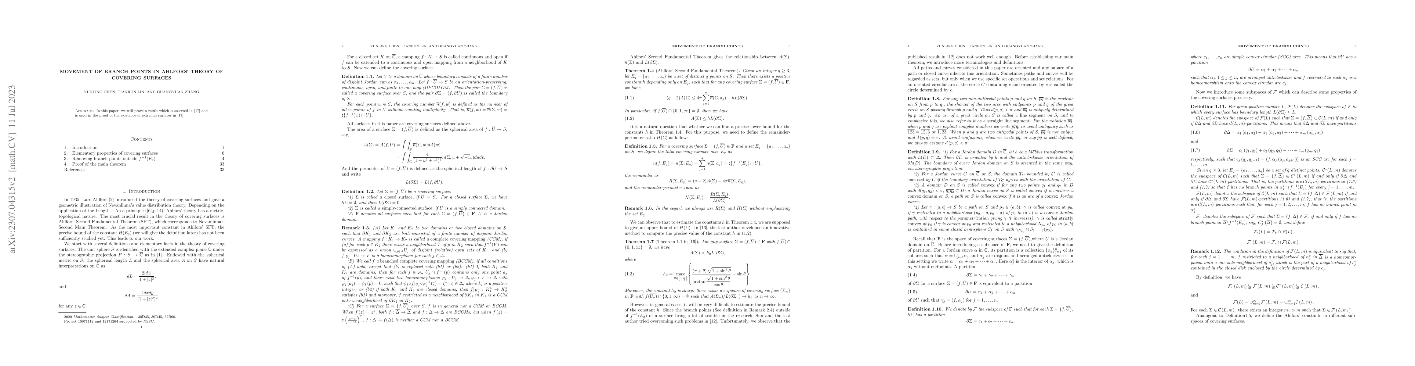 Thumbnail for Movement of branch points in Ahlfors' theory of covering surfaces