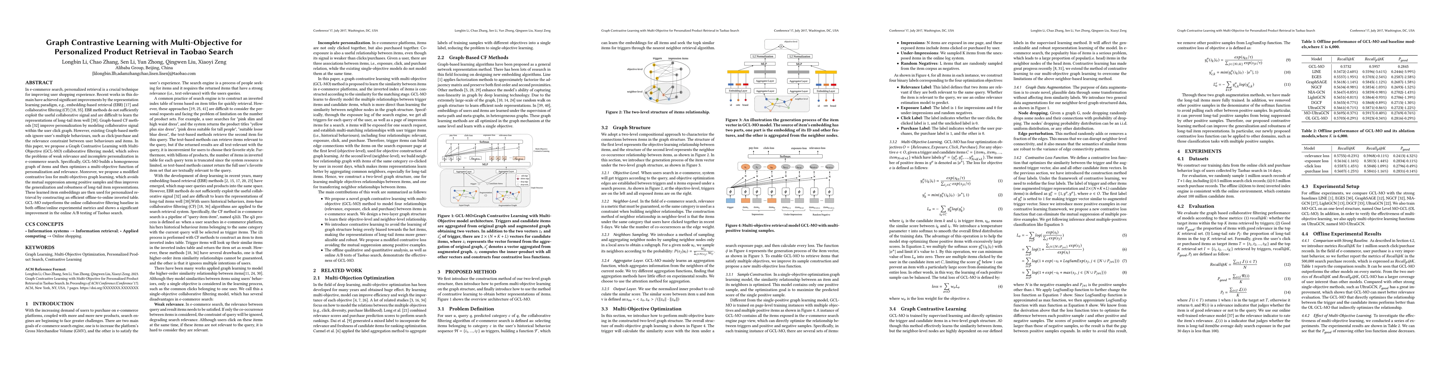 Thumbnail for Graph Contrastive Learning with Multi-Objective for Personalized Product
  Retrieval in Taobao Search