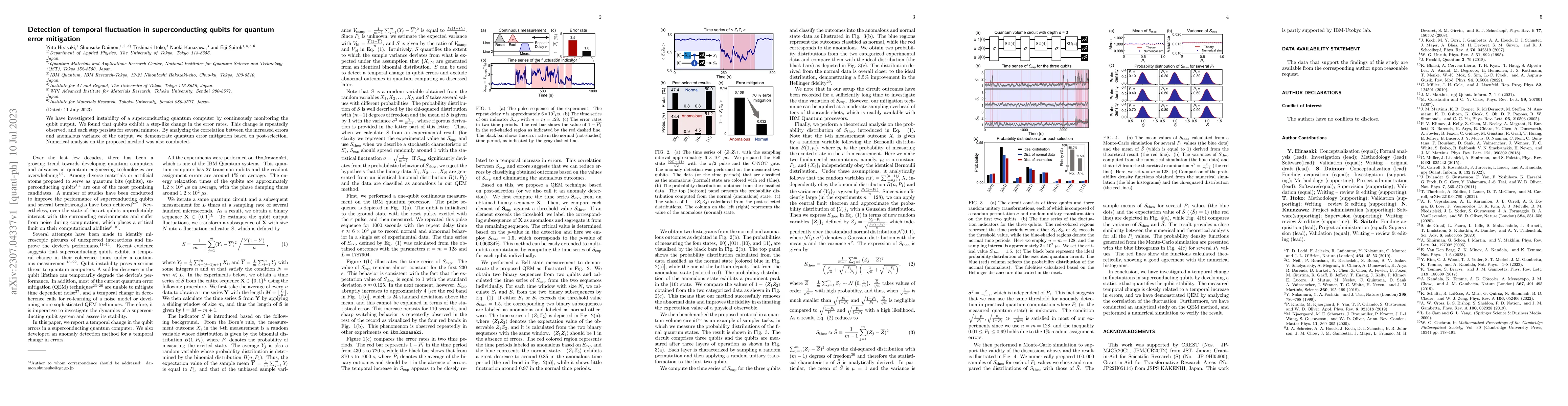 Thumbnail for Detection of temporal fluctuation in superconducting qubits for quantum
  error mitigation