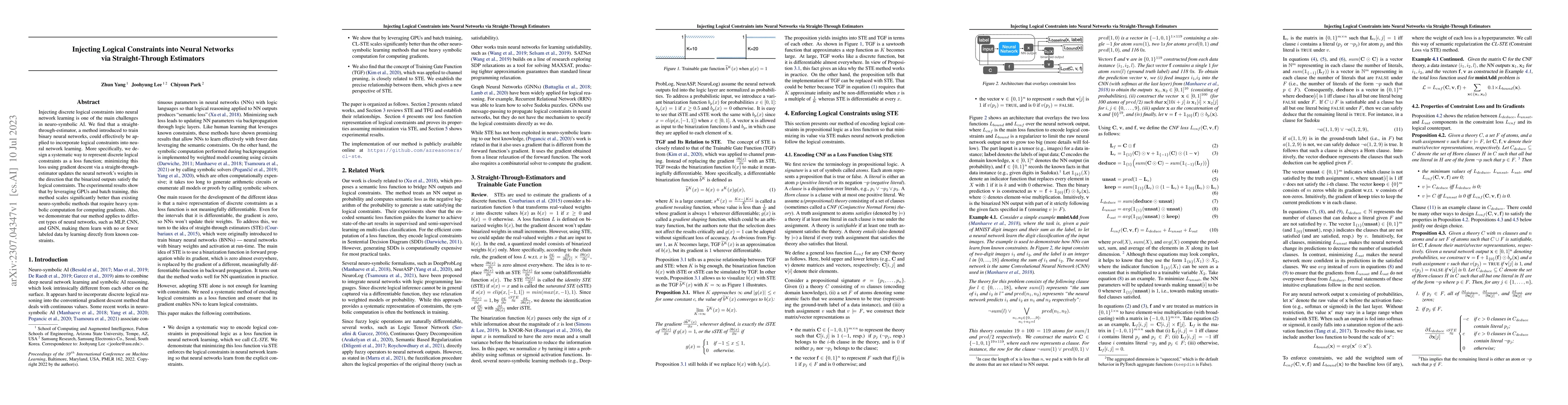 Thumbnail for Injecting Logical Constraints into Neural Networks via Straight-Through
  Estimators
