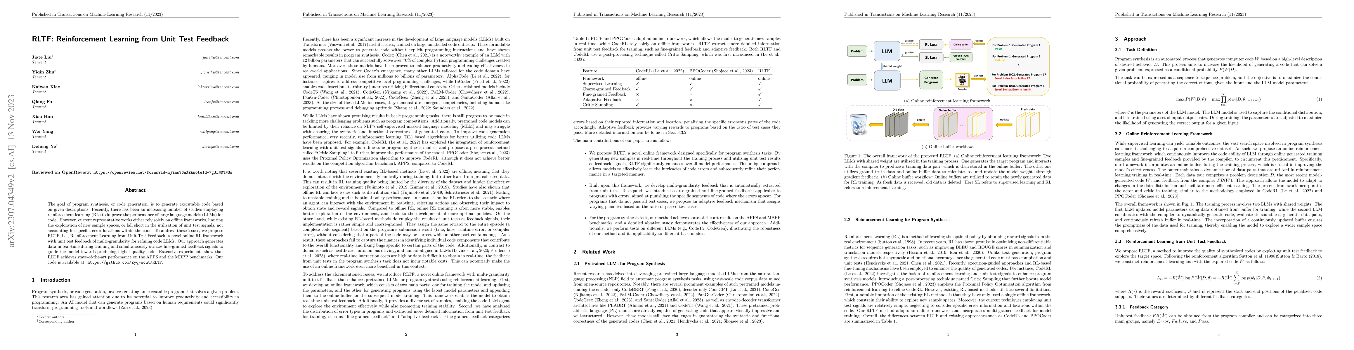 Thumbnail for RLTF: Reinforcement Learning from Unit Test Feedback
