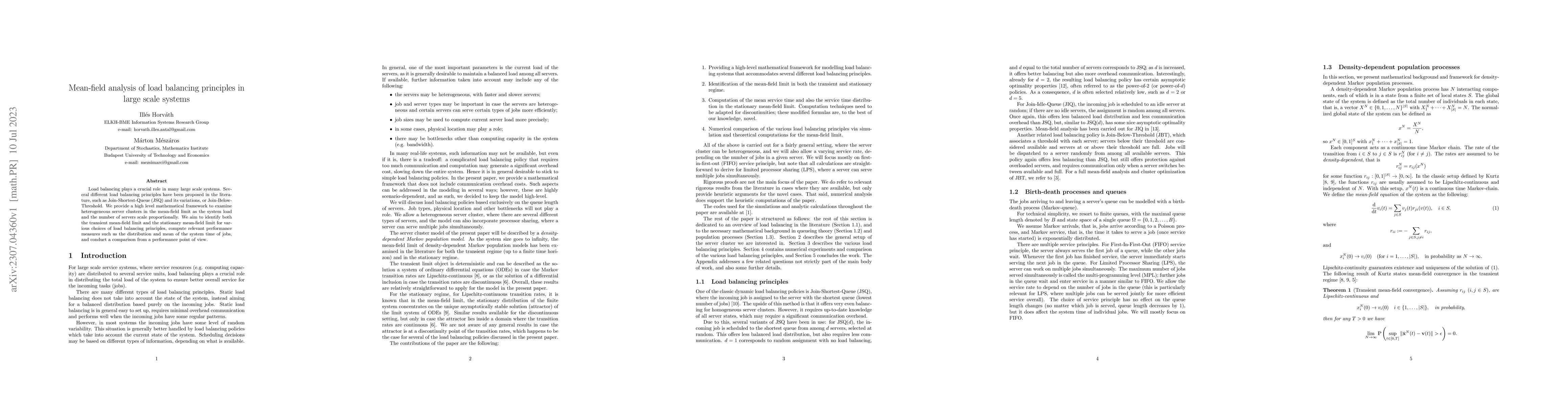 Thumbnail for Mean-field analysis of load balancing principles in large scale systems