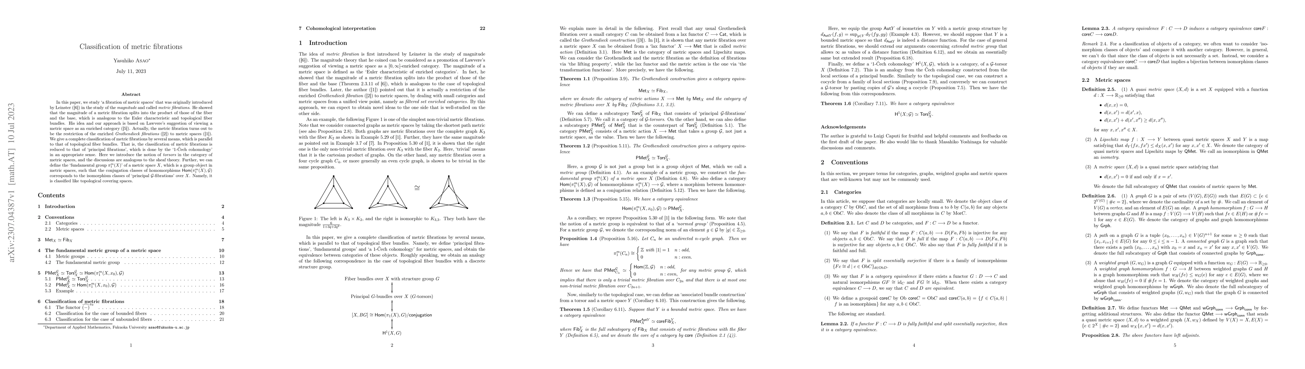 Thumbnail for Classification of metric fibrations