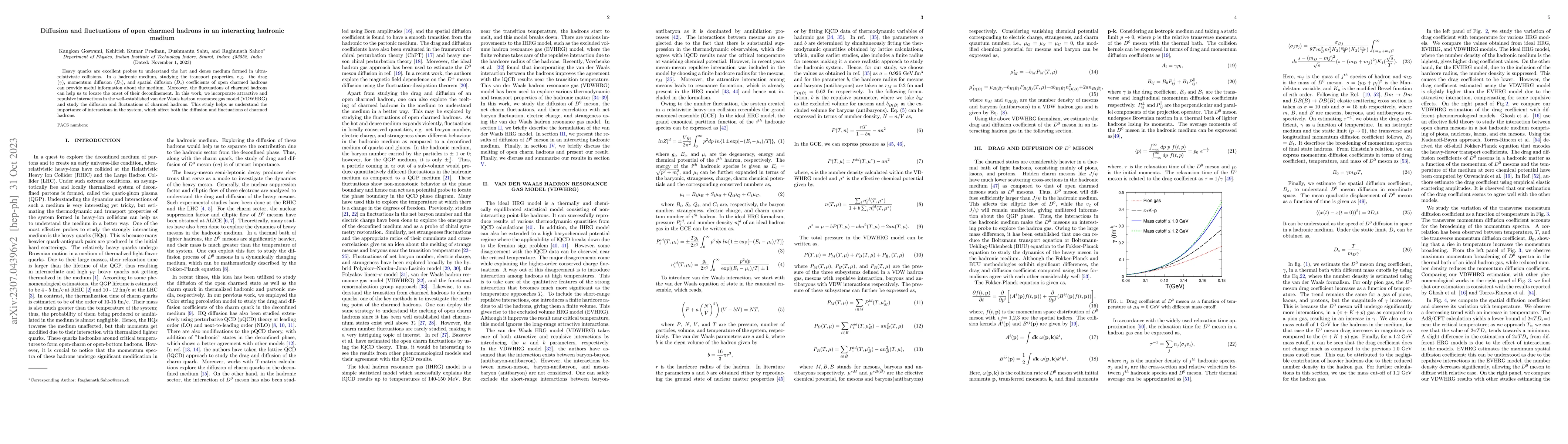 Thumbnail for Diffusion and fluctuations of open charmed hadrons in an interacting
  hadronic medium