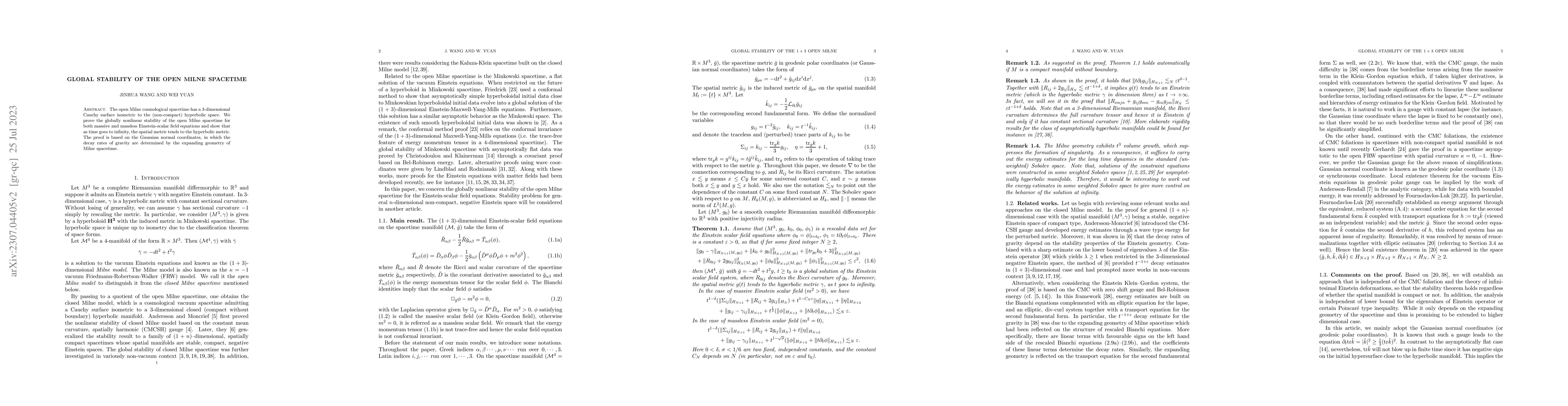 Thumbnail for Global stability of the open Milne spacetime