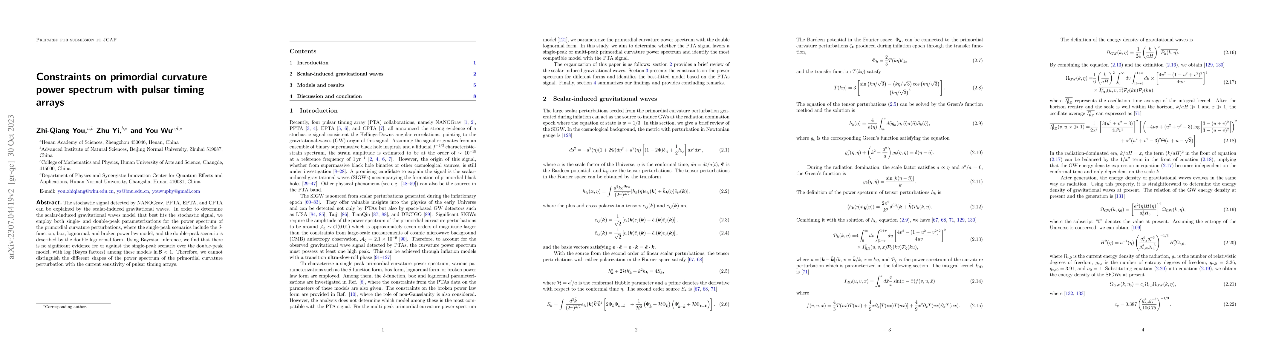 Thumbnail for Constraints on primordial curvature power spectrum with pulsar timing
  arrays
