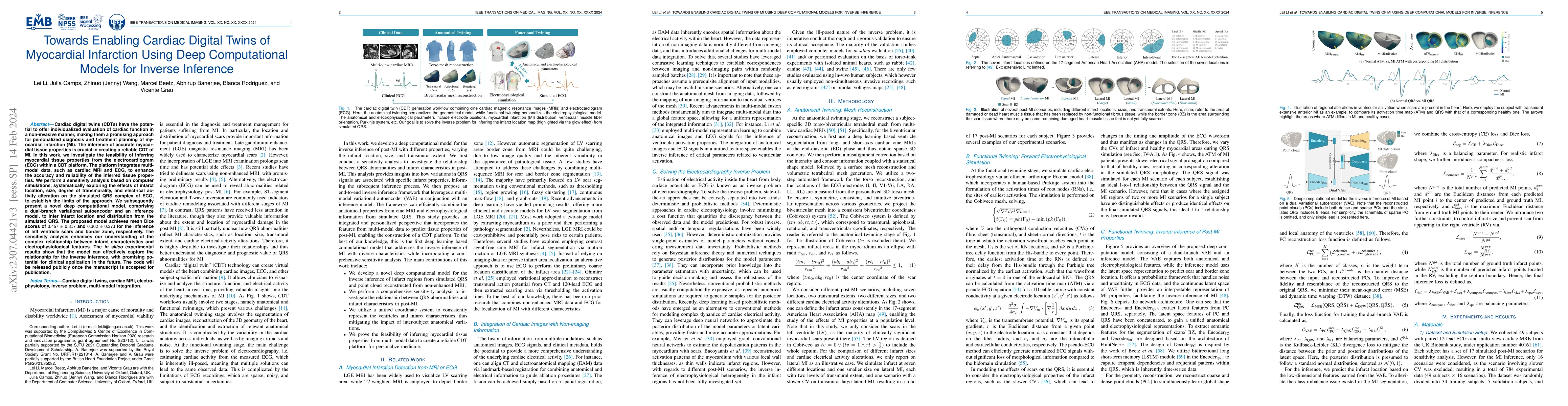 Thumbnail for Towards Enabling Cardiac Digital Twins of Myocardial Infarction Using
  Deep Computational Models for Inverse Inference