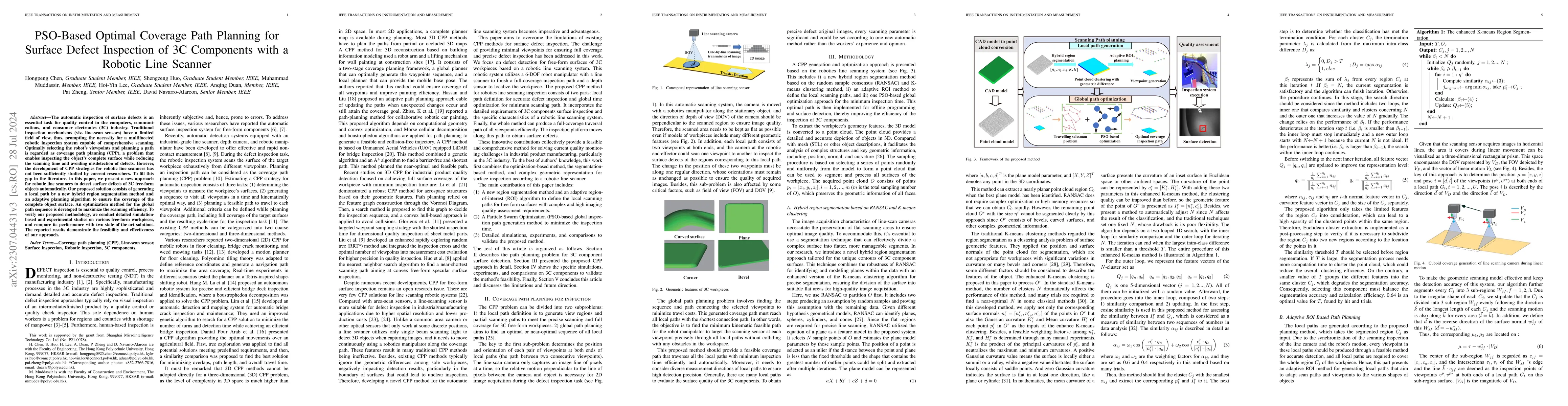 Thumbnail for PSO-Based Optimal Coverage Path Planning for Surface Defect Inspection
  of 3C Components with a Robotic Line Scanner