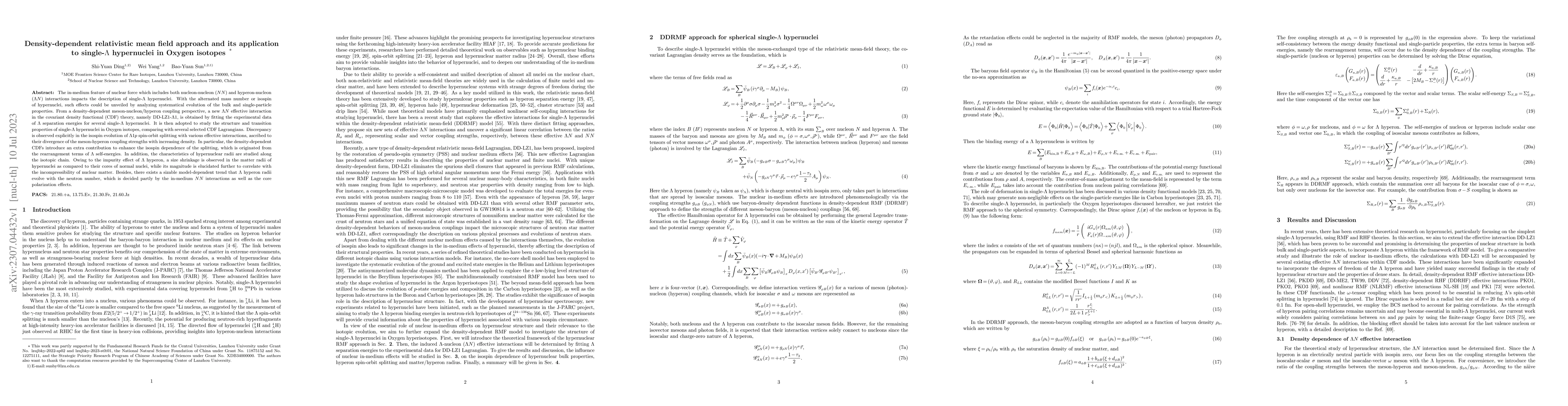 Thumbnail for Density-dependent relativistic mean field approach and its application
  to single-$\Lambda$ hypernuclei in Oxygen isotopes
