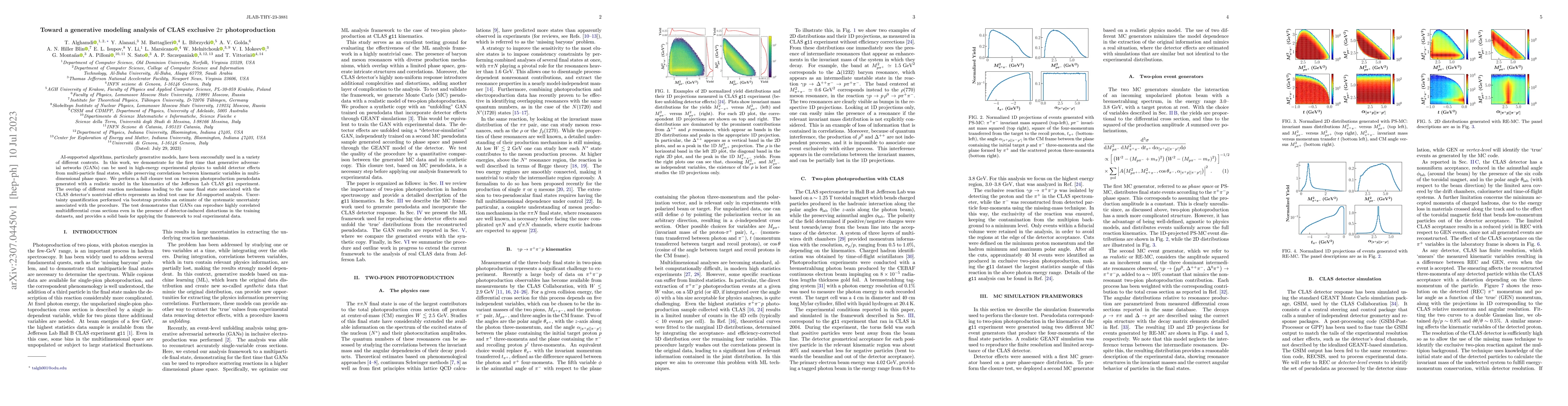 Thumbnail for Toward a generative modeling analysis of CLAS exclusive $2\pi$
  photoproduction