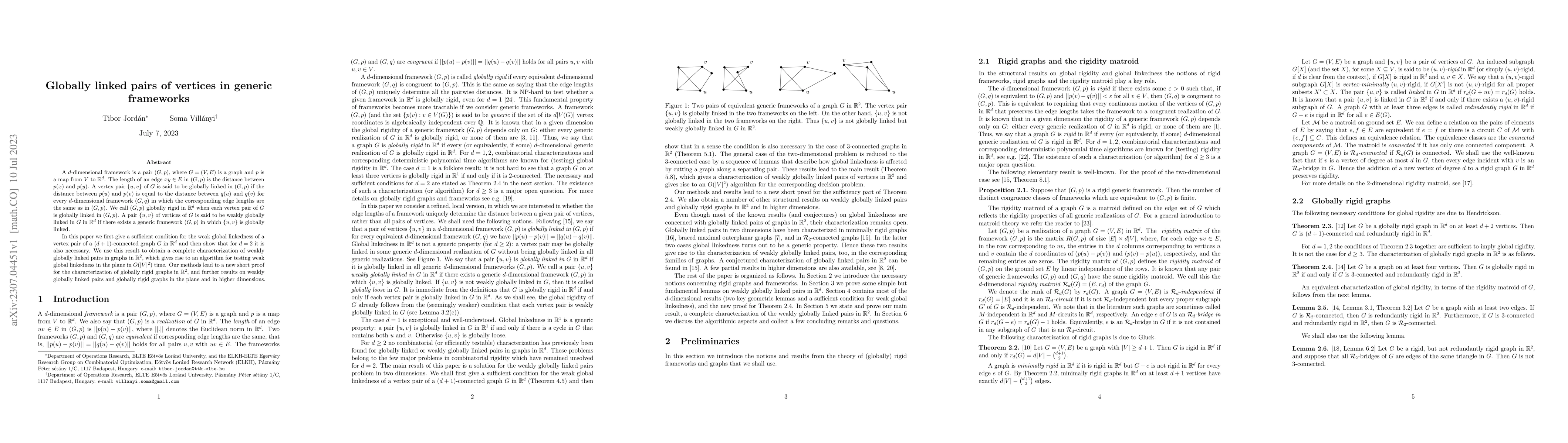 Thumbnail for Globally linked pairs of vertices in generic frameworks