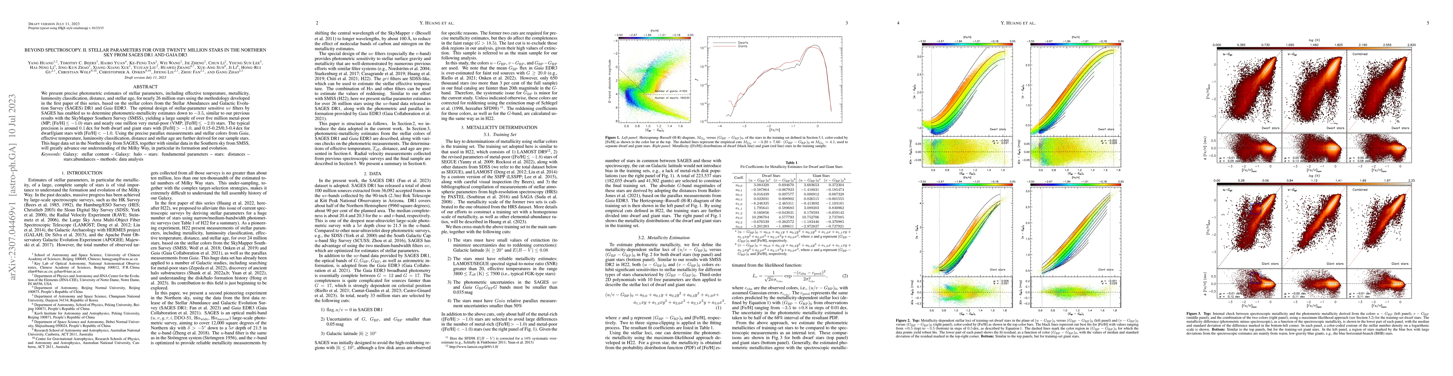 Thumbnail for Beyond spectroscopy. II. Stellar parameters for over twenty million
  stars in the northern sky from SAGES DR1 and Gaia DR3
