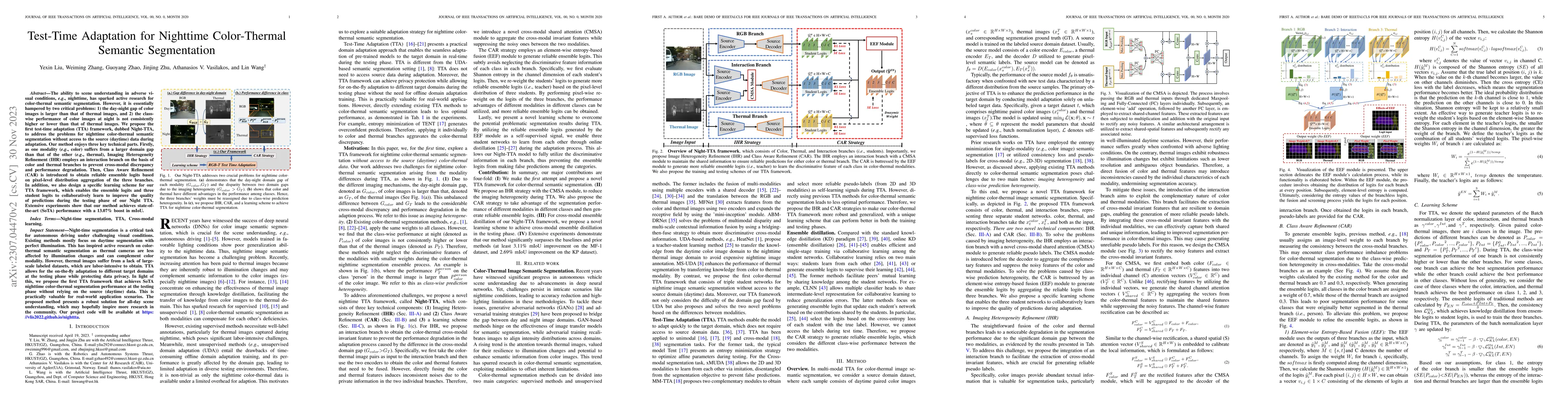 Thumbnail for Test-Time Adaptation for Nighttime Color-Thermal Semantic Segmentation