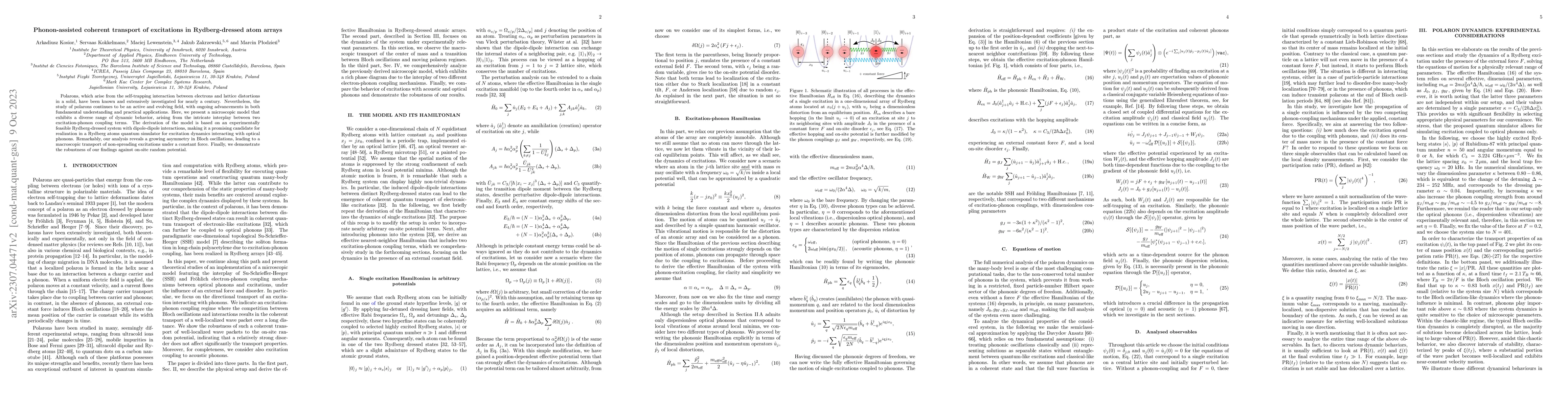 Thumbnail for Phonon-assisted coherent transport of excitations in Rydberg-dressed
  atom arrays