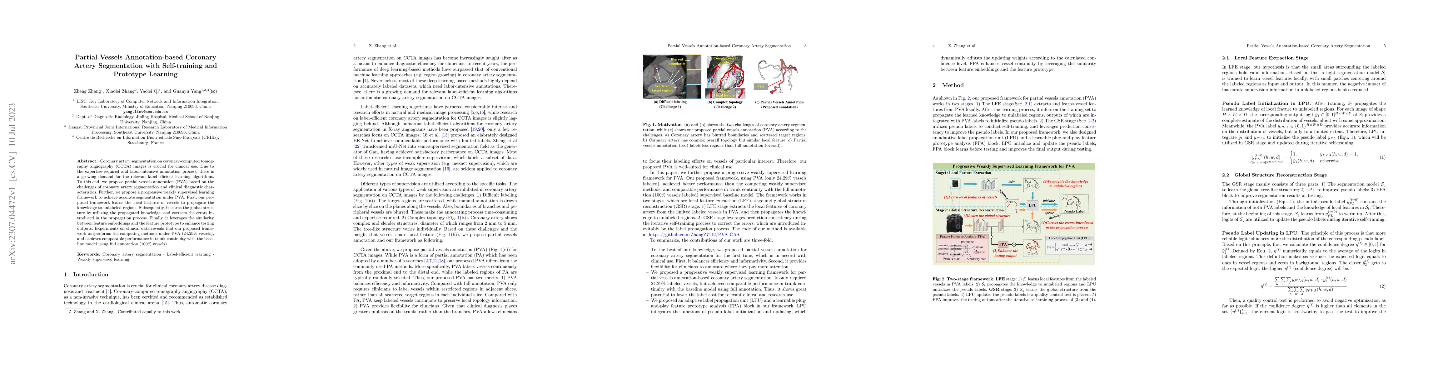 Thumbnail for Partial Vessels Annotation-based Coronary Artery Segmentation with
  Self-training and Prototype Learning