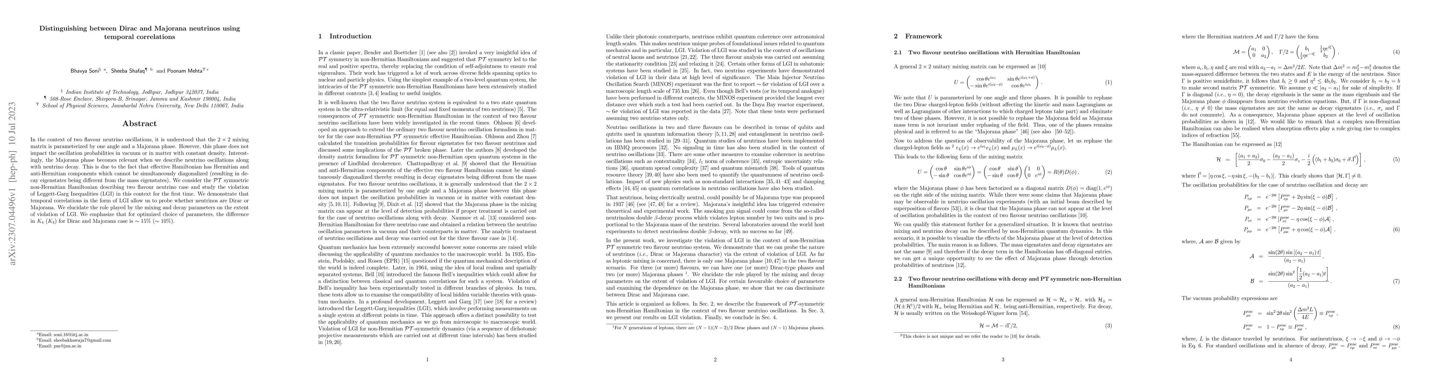 Thumbnail for Distinguishing between Dirac and Majorana neutrinos using temporal
  correlations