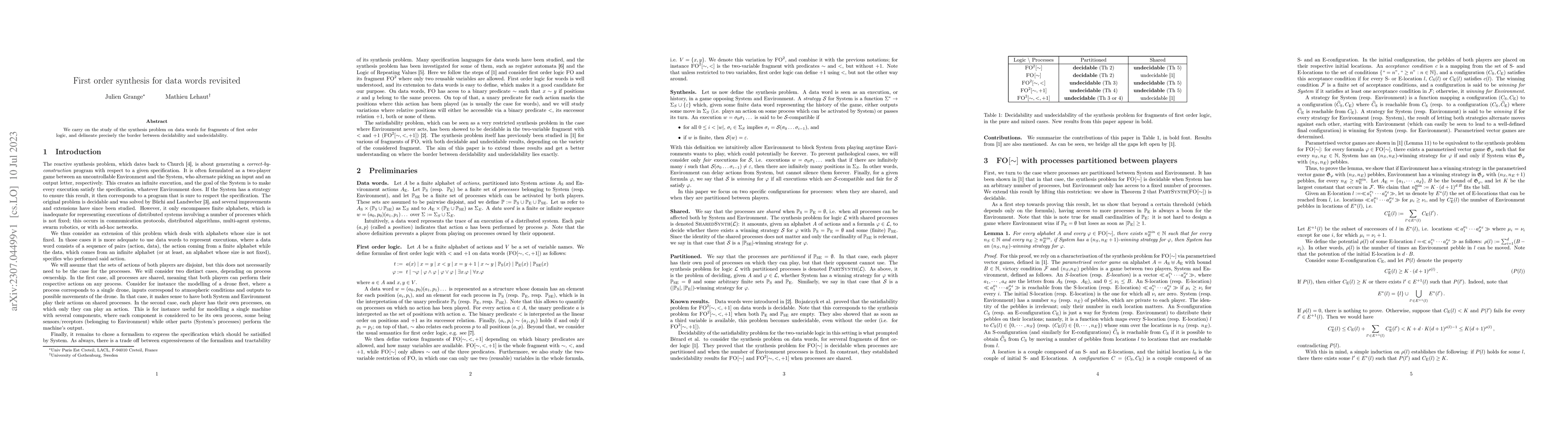 Thumbnail for First order synthesis for data words revisited