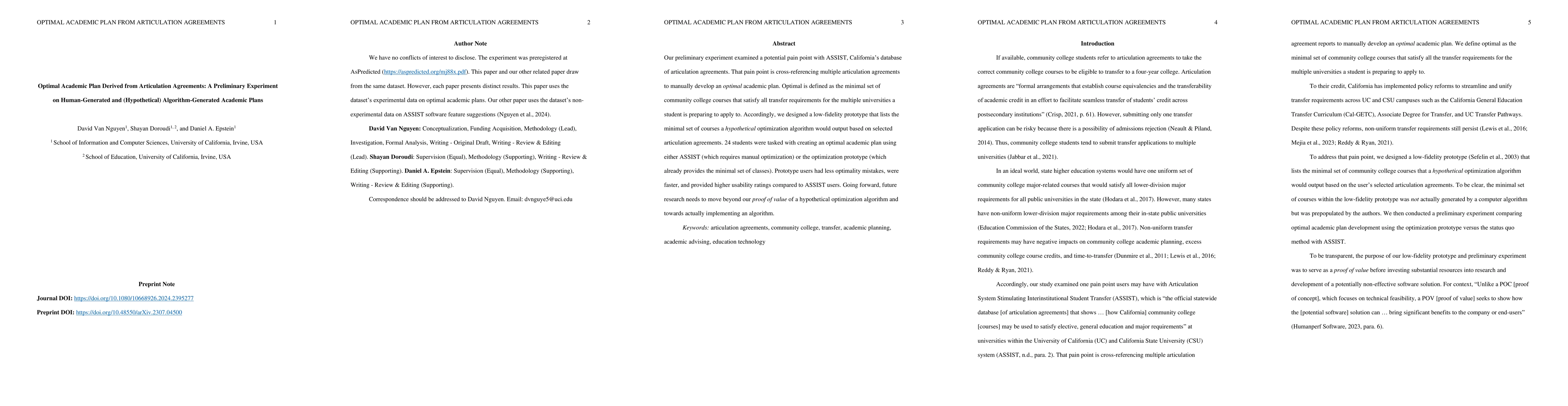 Thumbnail for Optimal Academic Plan Derived from Articulation Agreements: A
  Preliminary Experiment on Human-Generated and (Hypothetical)
  Algorithm-Generated Academic Plans