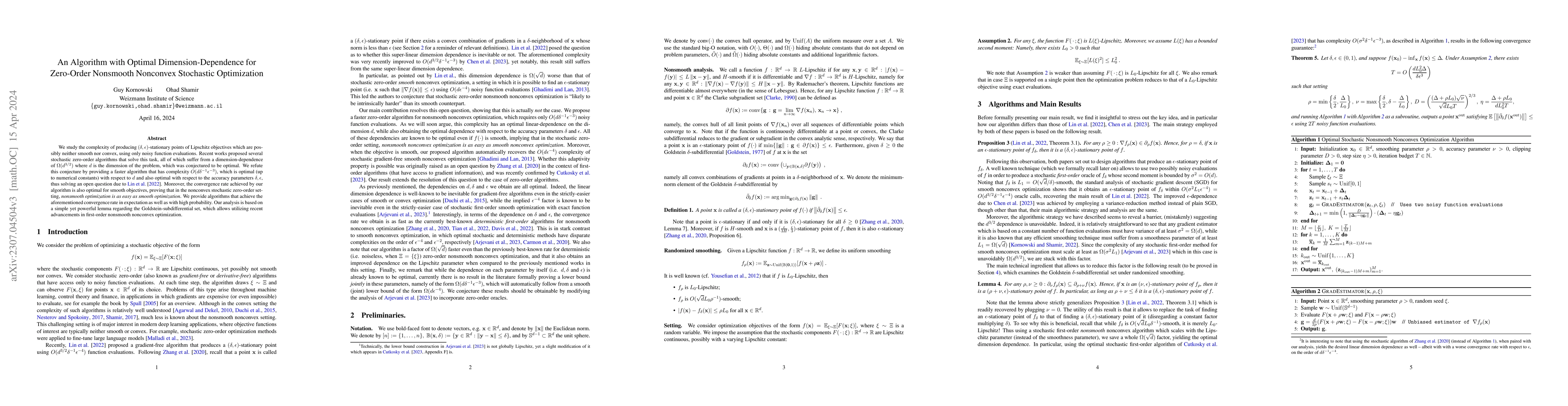Thumbnail for An Algorithm with Optimal Dimension-Dependence for Zero-Order Nonsmooth
  Nonconvex Stochastic Optimization