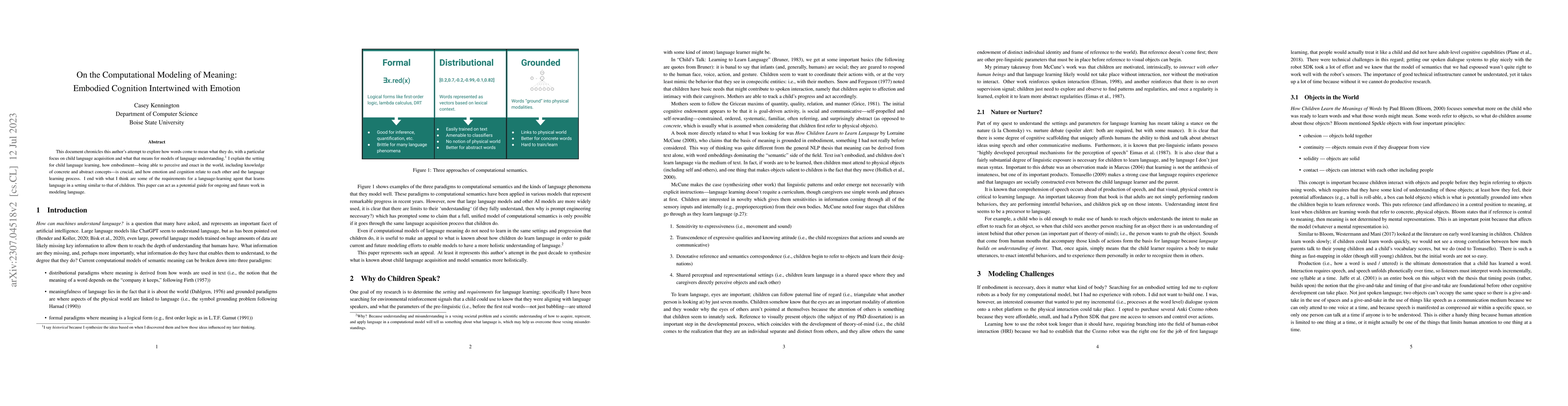 Thumbnail for On the Computational Modeling of Meaning: Embodied Cognition Intertwined
  with Emotion