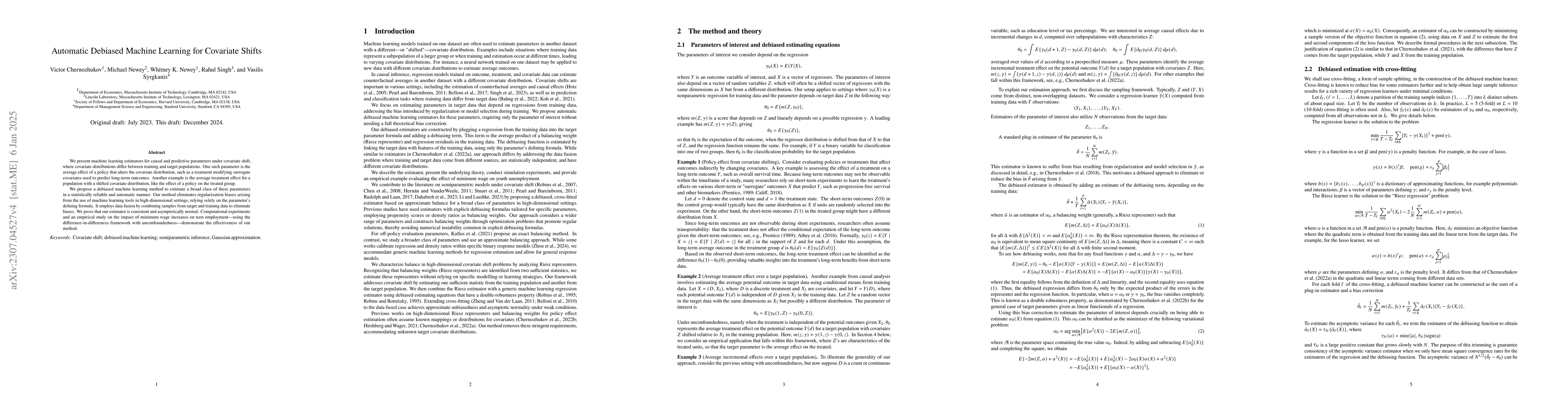 Thumbnail for Automatic Debiased Machine Learning for Covariate Shifts