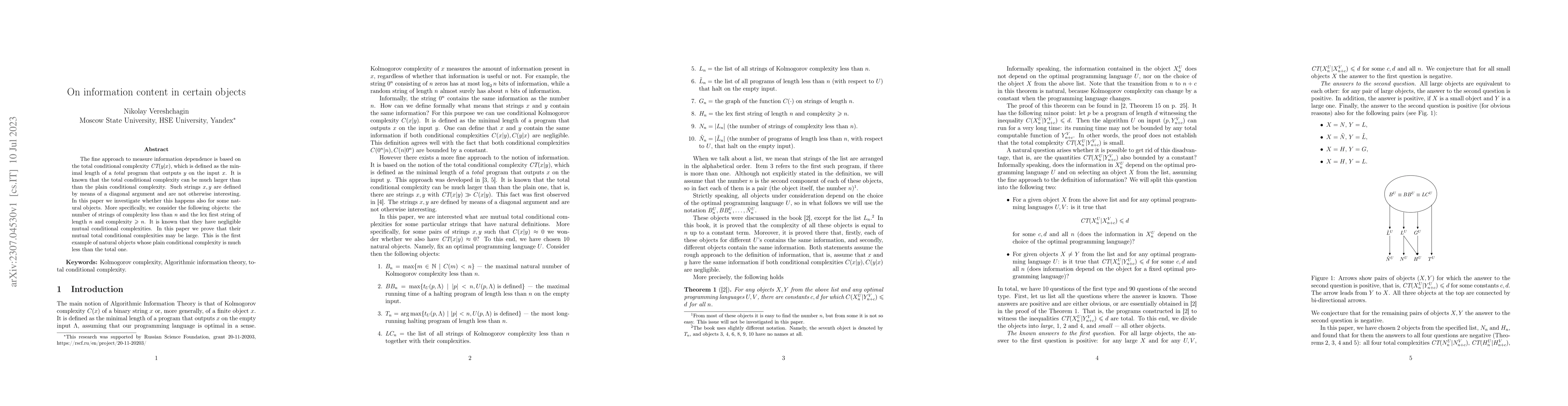 Thumbnail for On information content in certain objects