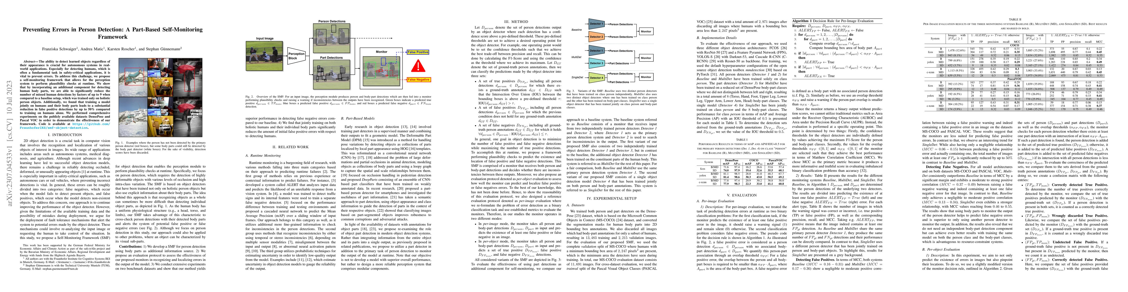 Thumbnail for Preventing Errors in Person Detection: A Part-Based Self-Monitoring
  Framework