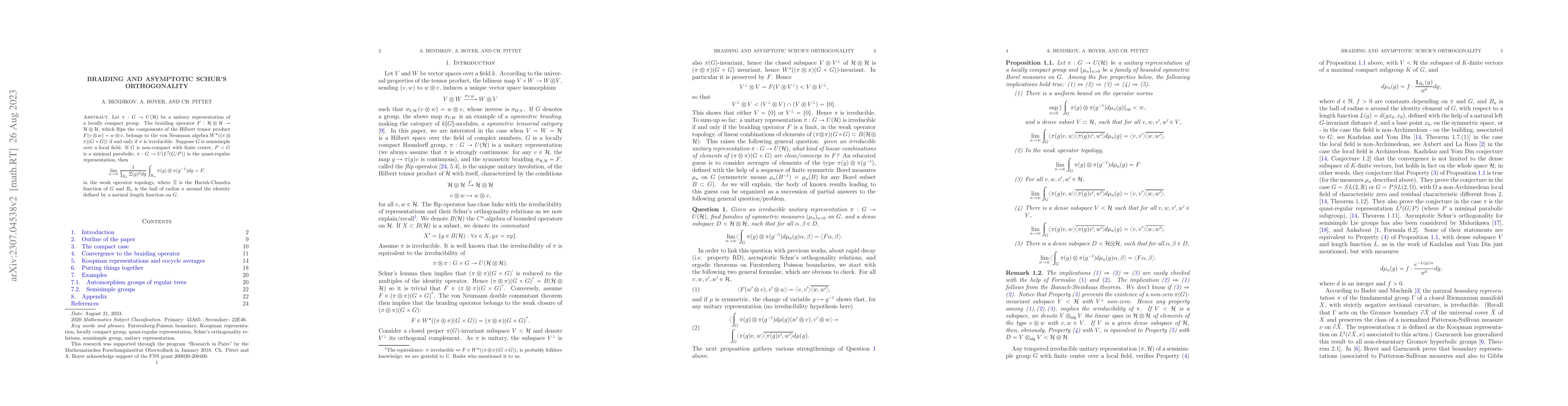 Thumbnail for Braiding and asymptotic Schur's orthogonality
