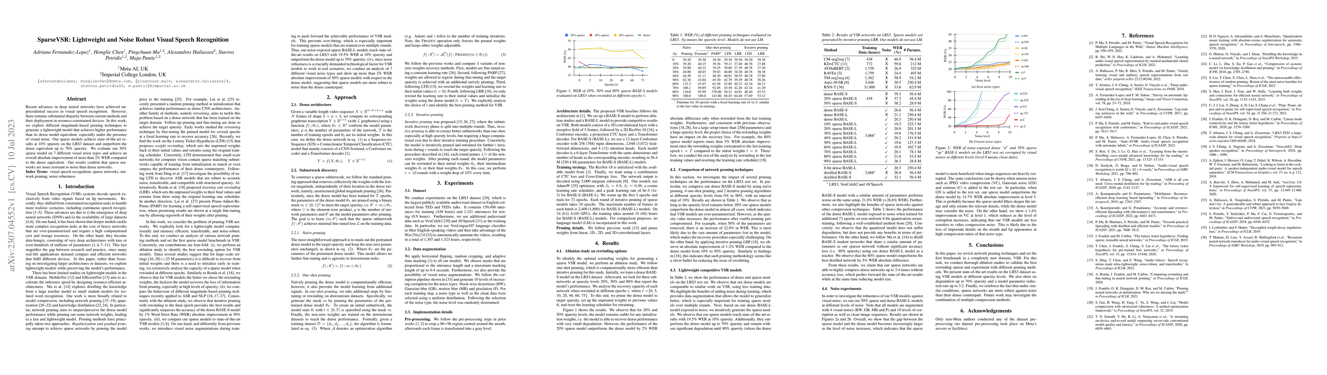 Thumbnail for SparseVSR: Lightweight and Noise Robust Visual Speech Recognition