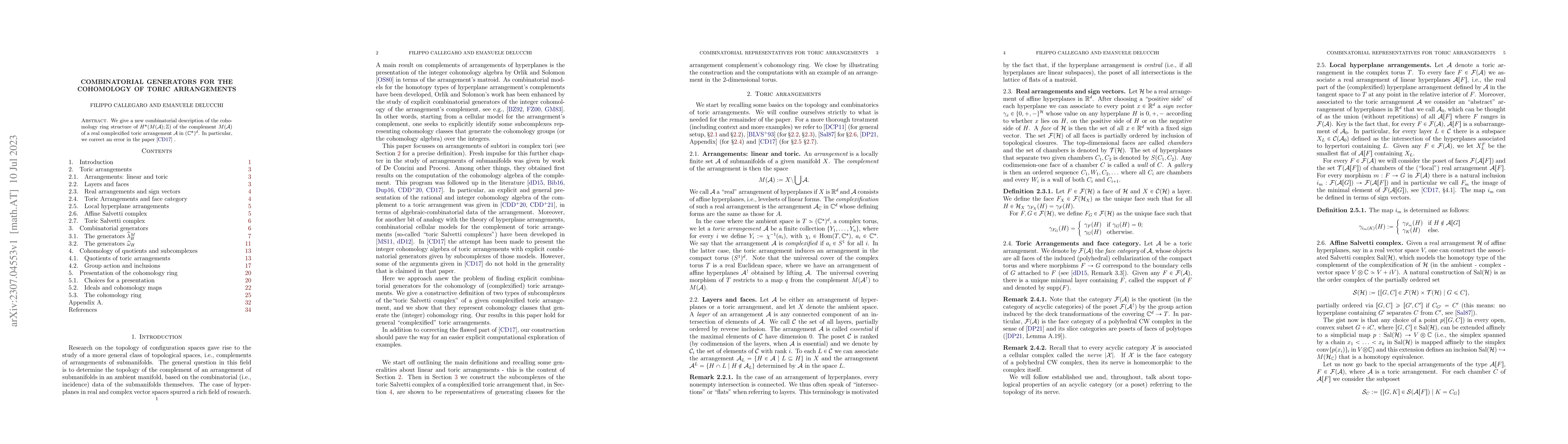 Thumbnail for Combinatorial generators for the cohomology of toric arrangements