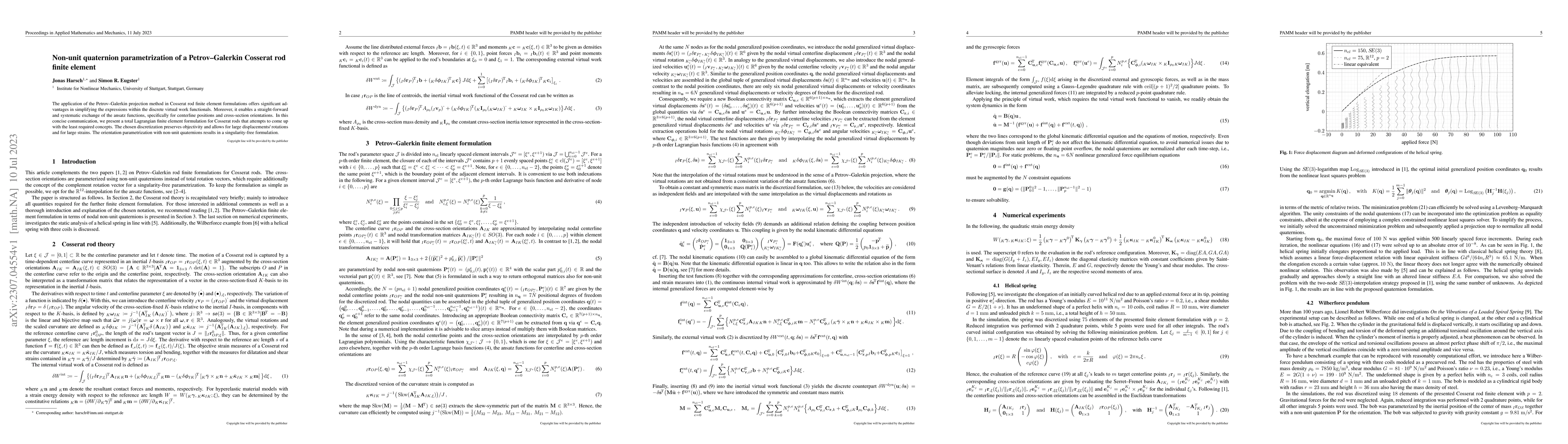 Thumbnail for Non-unit quaternion parametrization of a Petrov-Galerkin Cosserat rod
  finite element