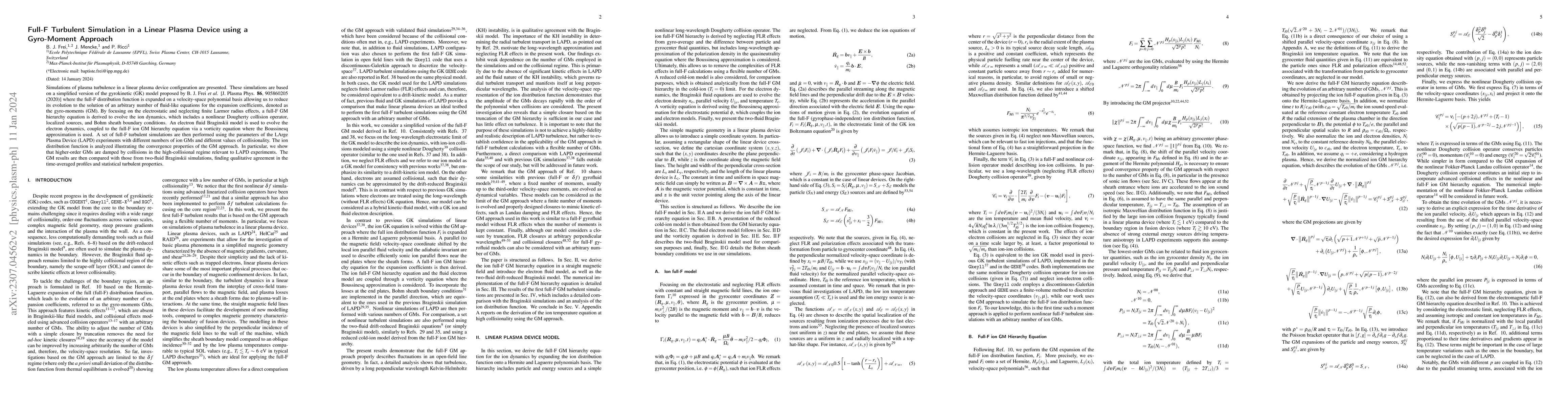 Thumbnail for Full-F Turbulent Simulation in a Linear Device using a Gyro-Moment
  Approach