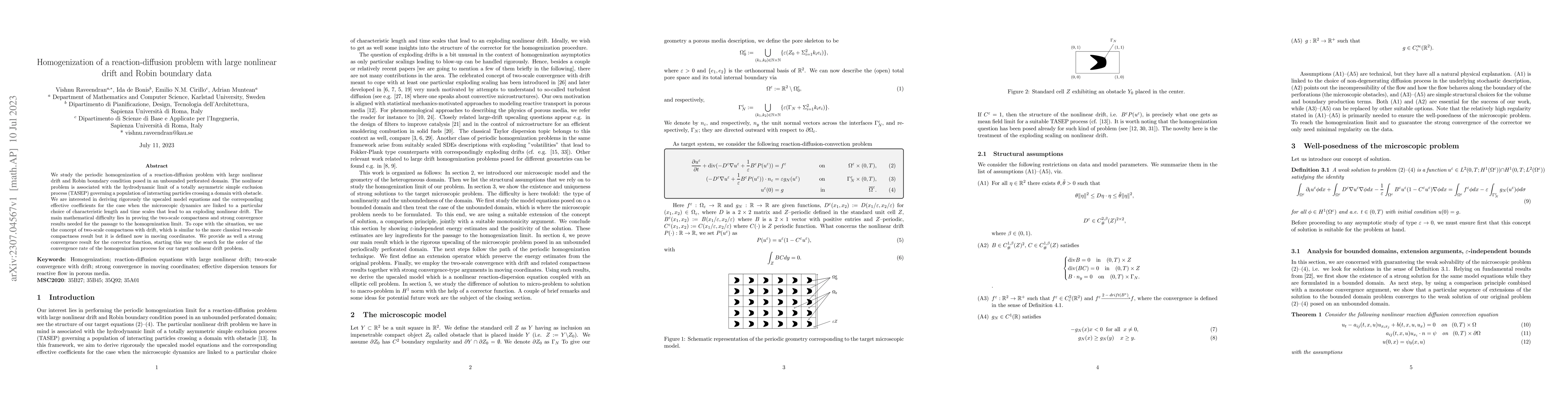 Thumbnail for Homogenization of a reaction-diffusion problem with large nonlinear
  drift and Robin boundary data