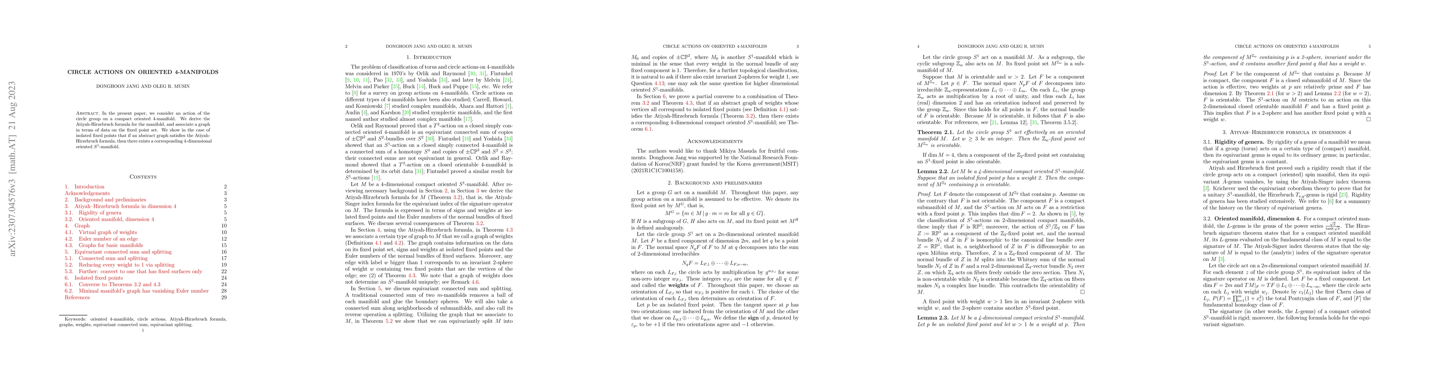 Thumbnail for Circle actions on oriented 4-manifolds