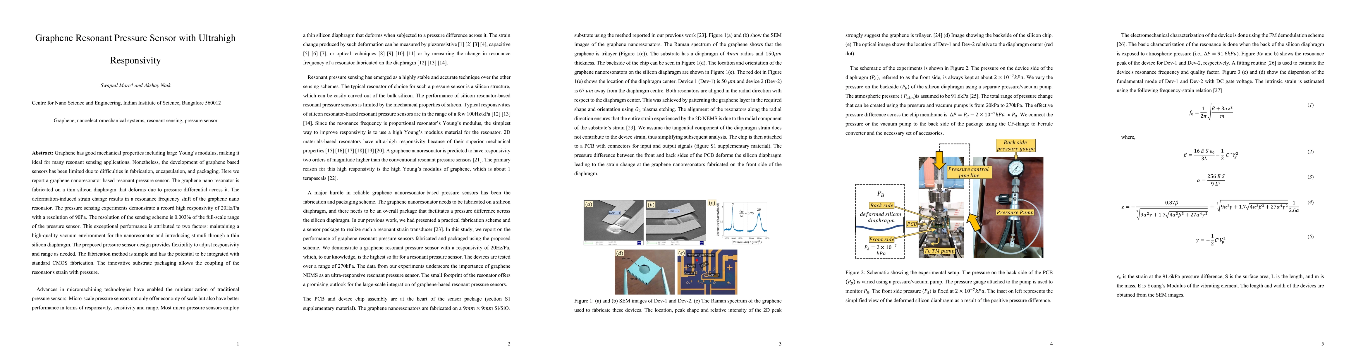 Thumbnail for Graphene Resonant Pressure Sensor with Ultrahigh Responsivity