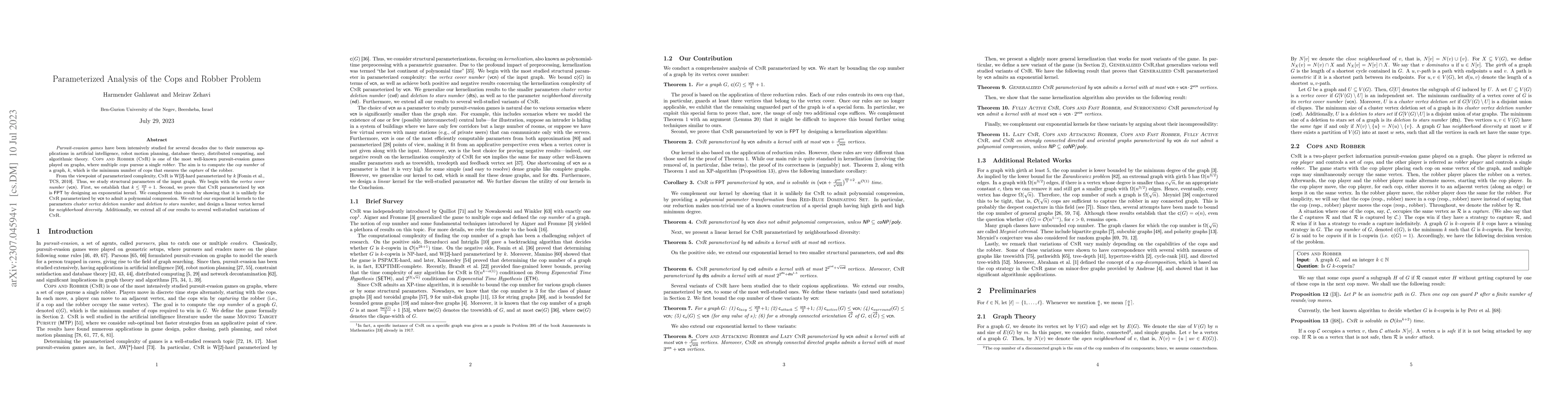 Thumbnail for Parameterized Analysis of the Cops and Robber Problem