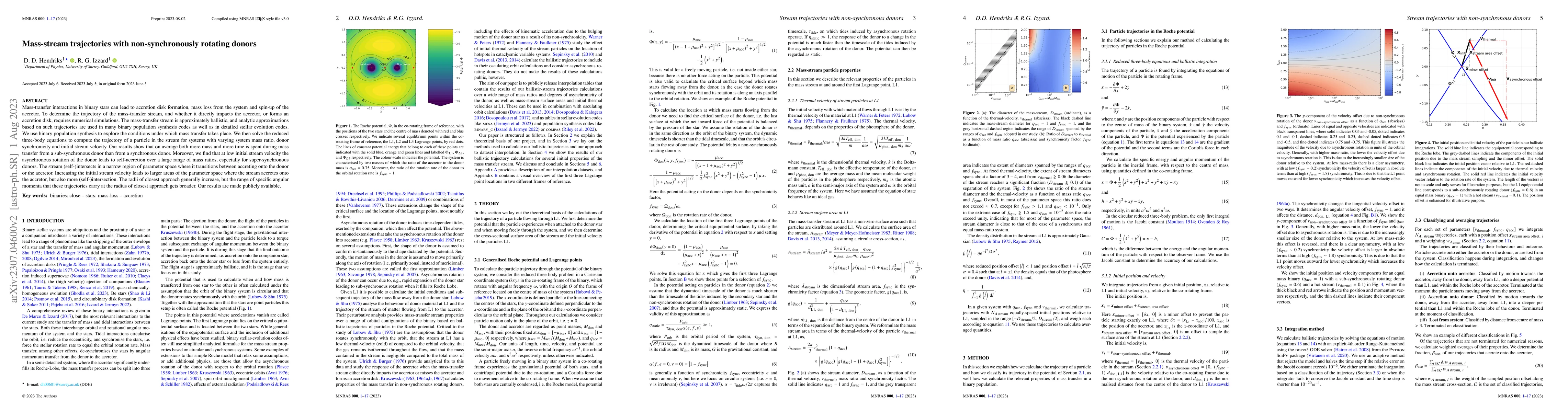 Thumbnail for Mass-stream trajectories with non-synchronously rotating donors